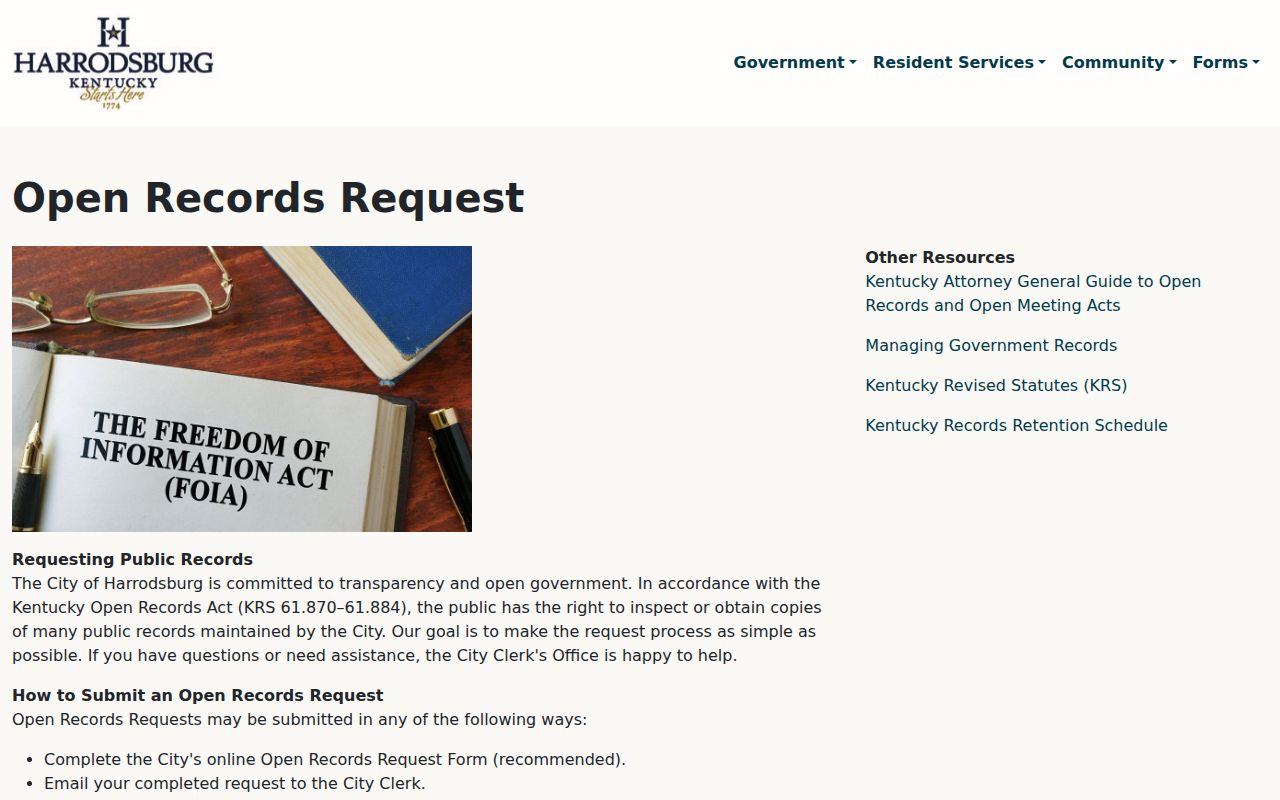 Harrodsburg open-records request for police arrest records
