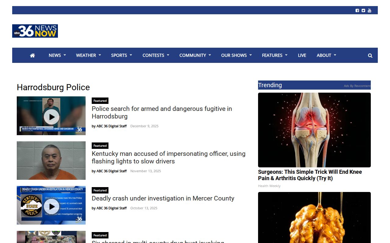 WTVQ Harrodsburg Police crime news archive for Mercer County records